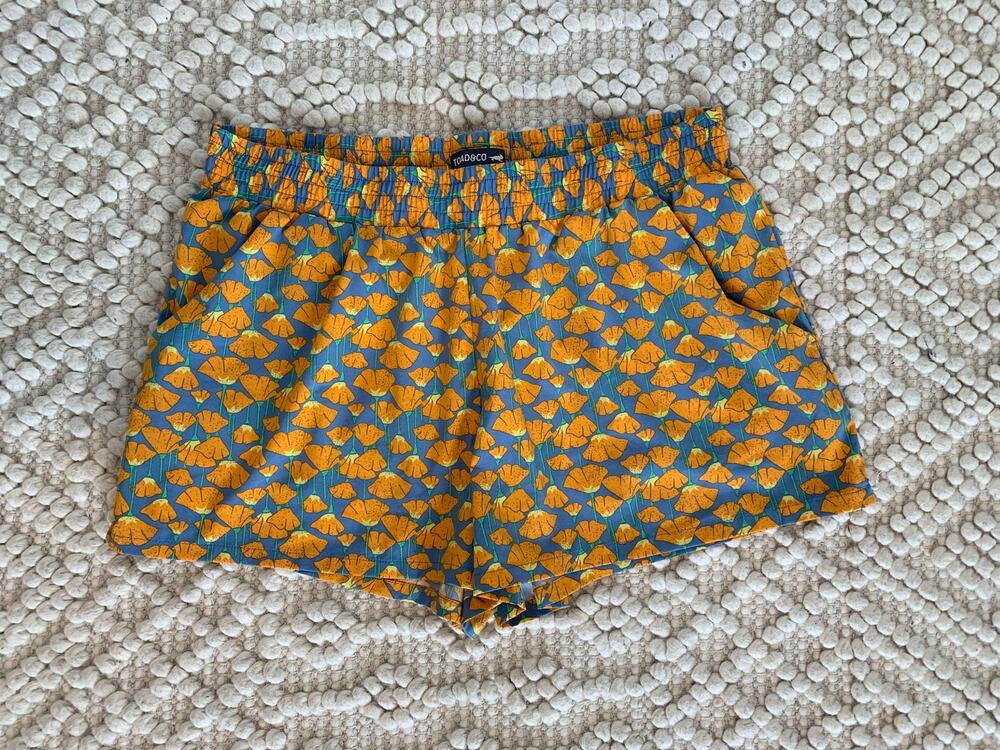 Toad & Co Sunkissed Shorts Blue Orange Floral Size Large